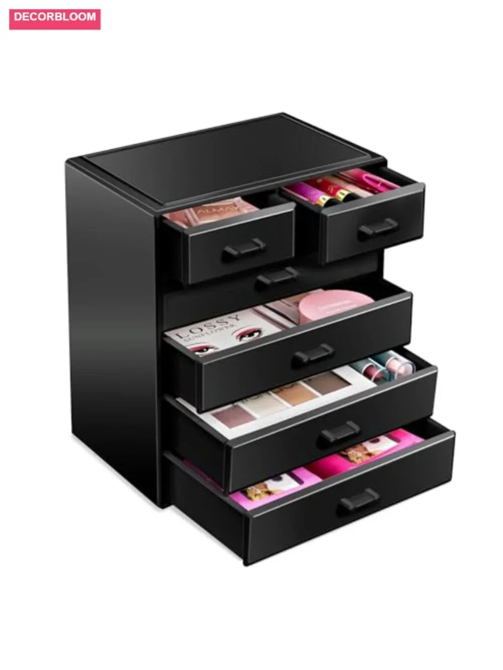Acrylic Makeup Organizer with 6 Drawers - Cosmetic Storage Case for Vanity